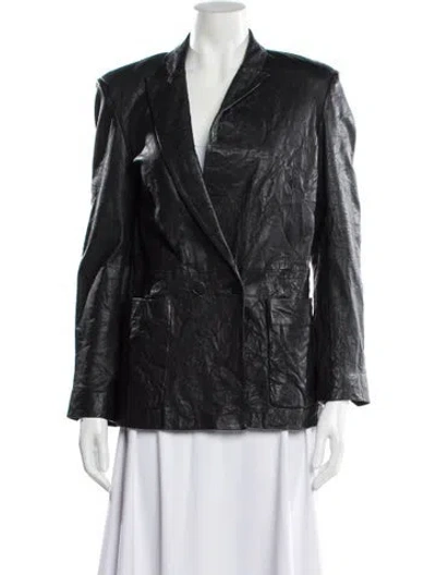 Pre-owned Zadig & Voltaire Lamb Leather Blazer In Black