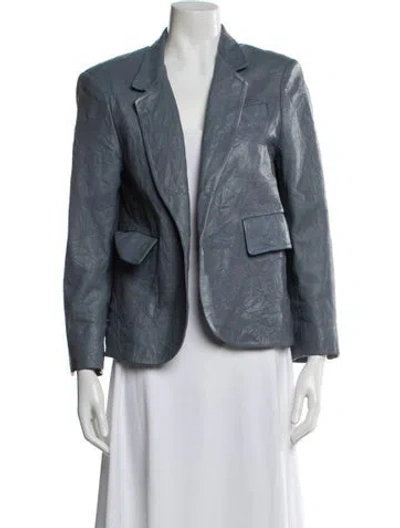 Pre-owned Zadig & Voltaire Lamb Leather Blazer In Blue