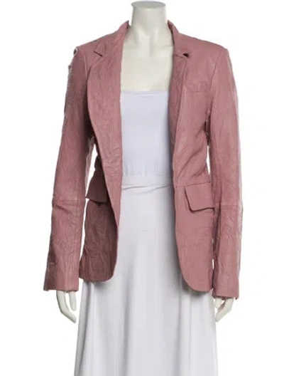 Pre-owned Zadig & Voltaire Lamb Leather Blazer In Pink