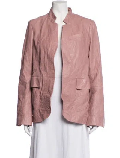 Pre-owned Zadig & Voltaire Lamb Leather Blazer In Pink
