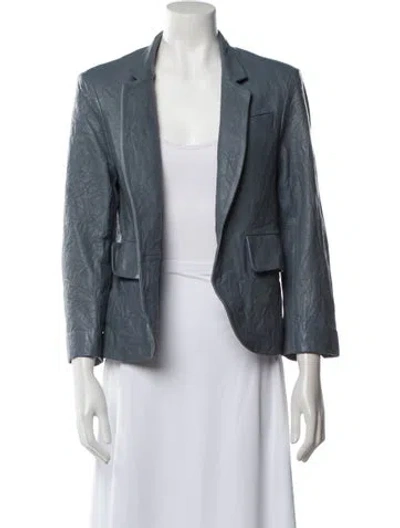 Pre-owned Zadig & Voltaire Lamb Leather Blazer W/ Tags In Blue