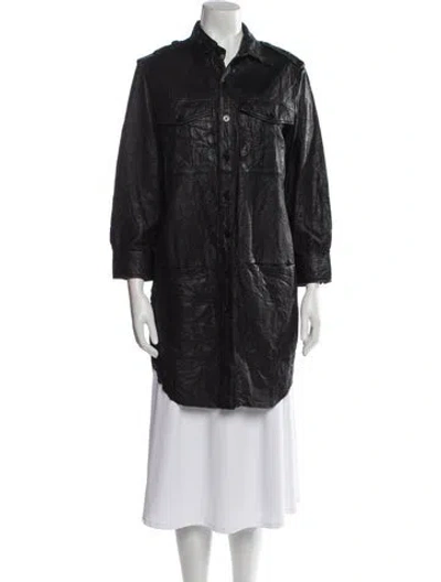Pre-owned Zadig & Voltaire Lamb Leather Coat In Black