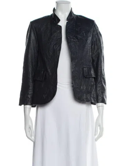Pre-owned Zadig & Voltaire Lamb Leather Evening Jacket In Gray