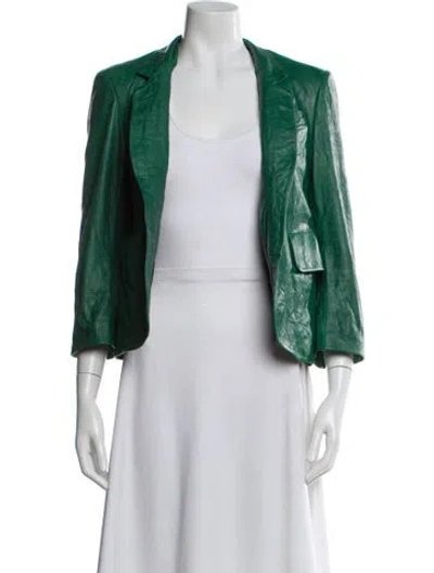Pre-owned Zadig & Voltaire Lamb Leather Evening Jacket In Green