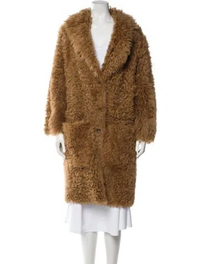 Pre-owned Zadig & Voltaire Lamb Leather Faux Fur Coat In Brown