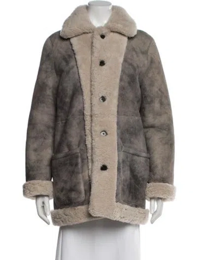 Pre-owned Zadig & Voltaire Lamb Leather Faux Fur Coat In Neutral