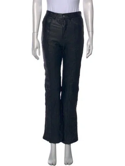Pre-owned Zadig & Voltaire Lamb Leather Flared Pants In Black
