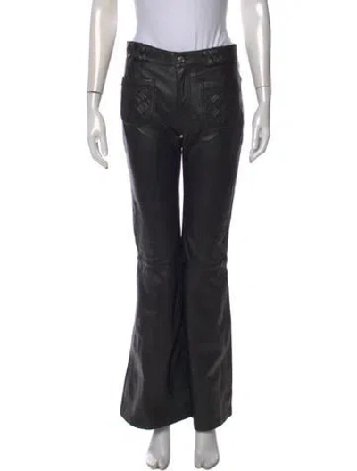 Pre-owned Zadig & Voltaire Lamb Leather Flared Pants In Black