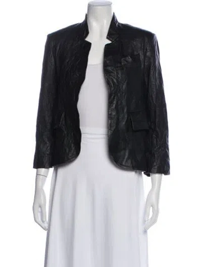 Pre-owned Zadig & Voltaire Lamb Leather Jacket In Blue
