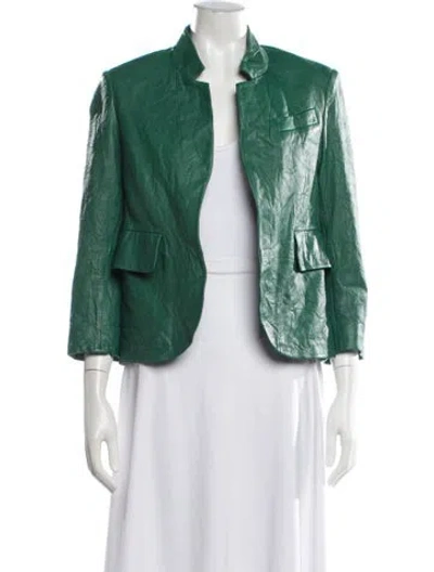 Pre-owned Zadig & Voltaire Lamb Leather Jacket In Green