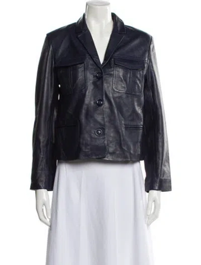 Pre-owned Zadig & Voltaire Lamb Leather Jacket W/ Tags In Blue