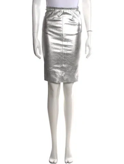 Pre-owned Zadig & Voltaire Lamb Leather Knee-length Skirt In Metallic/silver