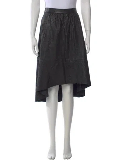 Pre-owned Zadig & Voltaire Lamb Leather Midi Length Skirt In Black