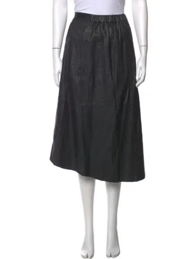 Pre-owned Zadig & Voltaire Lamb Leather Midi Length Skirt In Black