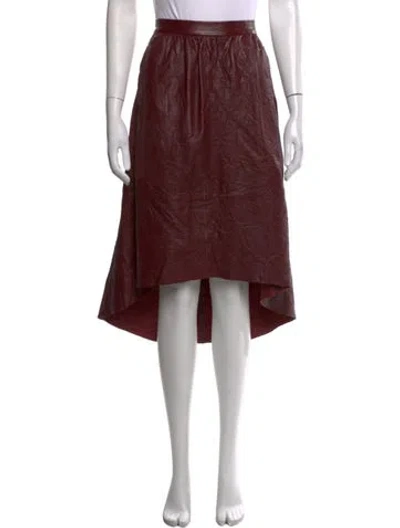 Pre-owned Zadig & Voltaire Lamb Leather Midi Length Skirt In Burgundy