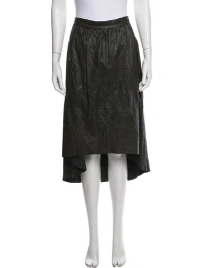 Pre-owned Zadig & Voltaire Lamb Leather Midi Length Skirt In Green