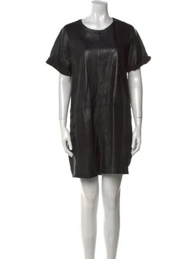 Pre-owned Zadig & Voltaire Lamb Leather Mini Dress In Black