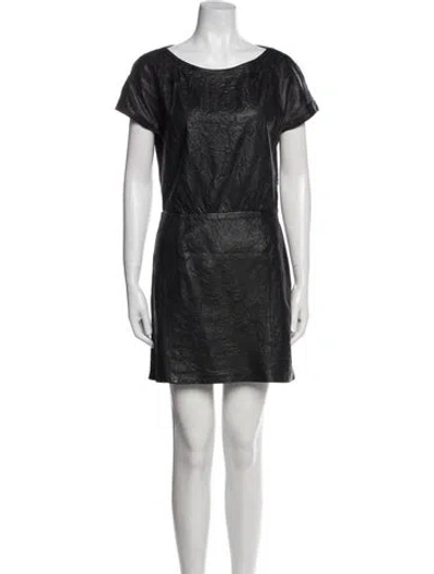 Pre-owned Zadig & Voltaire Lamb Leather Mini Dress In Black