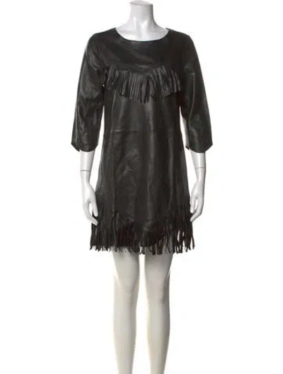 Pre-owned Zadig & Voltaire Lamb Leather Mini Dress In Black