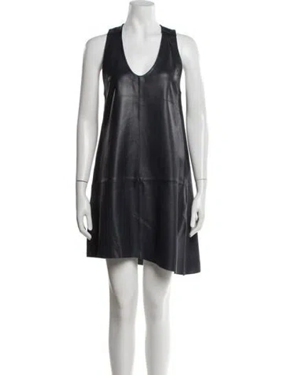 Pre-owned Zadig & Voltaire Lamb Leather Mini Dress In Blue