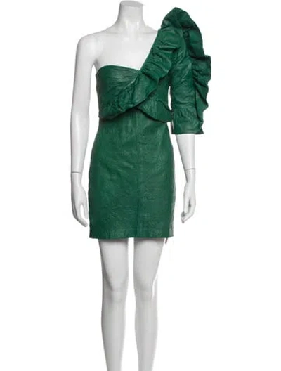 Pre-owned Zadig & Voltaire Lamb Leather Mini Dress W/ Tags In Green