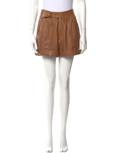 Pre-owned Zadig & Voltaire Lamb Leather Mini Shorts In Brown