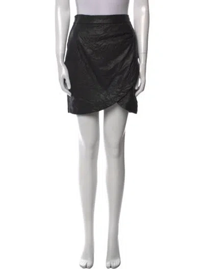 Pre-owned Zadig & Voltaire Lamb Leather Mini Skirt In Black