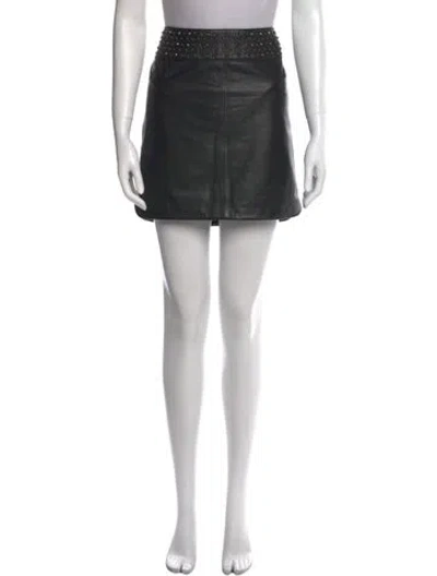 Pre-owned Zadig & Voltaire Lamb Leather Mini Skirt In Black