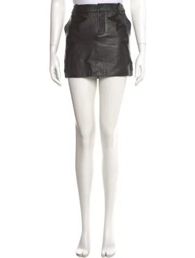 Pre-owned Zadig & Voltaire Lamb Leather Mini Skirt In Black