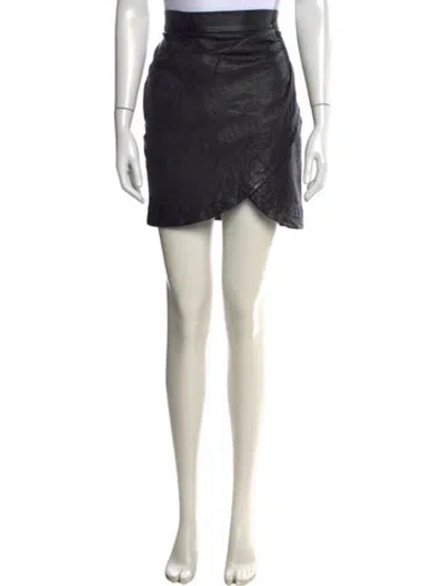 Pre-owned Zadig & Voltaire Lamb Leather Mini Skirt In Black