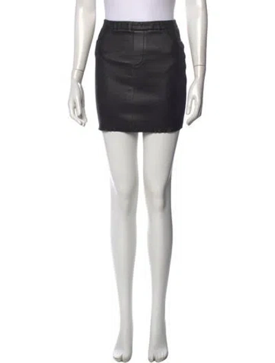 Pre-owned Zadig & Voltaire Lamb Leather Mini Skirt In Black