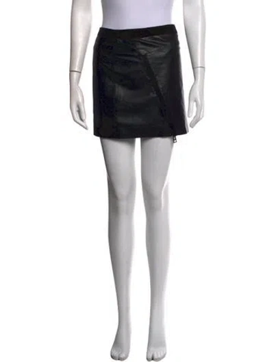 Pre-owned Zadig & Voltaire Lamb Leather Mini Skirt In Black