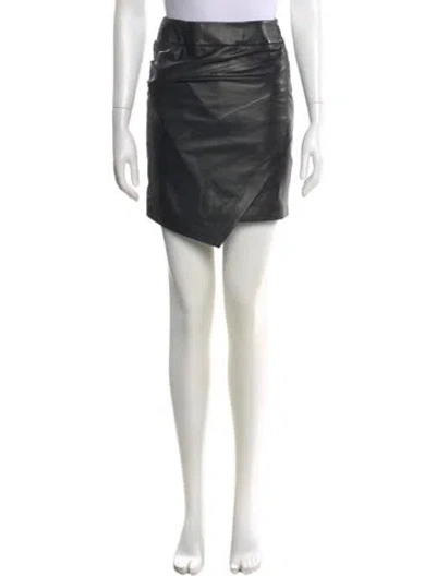 Pre-owned Zadig & Voltaire Lamb Leather Mini Skirt W/ Tags In Black