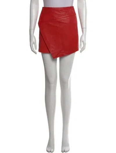 Pre-owned Zadig & Voltaire Lamb Leather Mini Skirt W/ Tags In Red