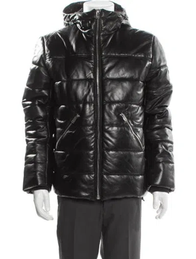 Pre-owned Zadig & Voltaire Lamb Leather Puffer Coat In Gray