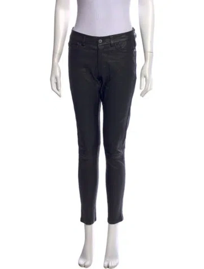 Pre-owned Zadig & Voltaire Lamb Leather Skinny Leg Pants In Black