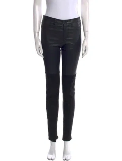 Pre-owned Zadig & Voltaire Lamb Leather Skinny Leg Pants In Black