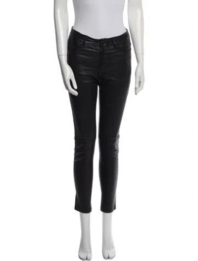 Pre-owned Zadig & Voltaire Lamb Leather Skinny Leg Pants In Black