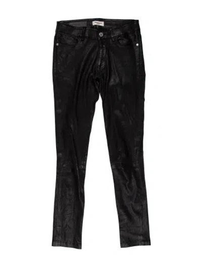 Pre-owned Zadig & Voltaire Lamb Leather Skinny Leg Pants In Black