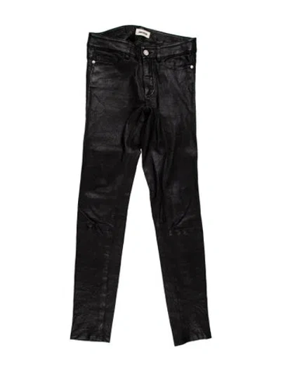 Pre-owned Zadig & Voltaire Lamb Leather Skinny Leg Pants In Black