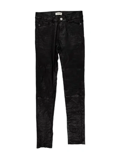 Pre-owned Zadig & Voltaire Lamb Leather Skinny Leg Pants In Black