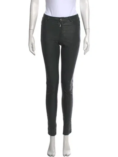 Pre-owned Zadig & Voltaire Lamb Leather Skinny Leg Pants In Black
