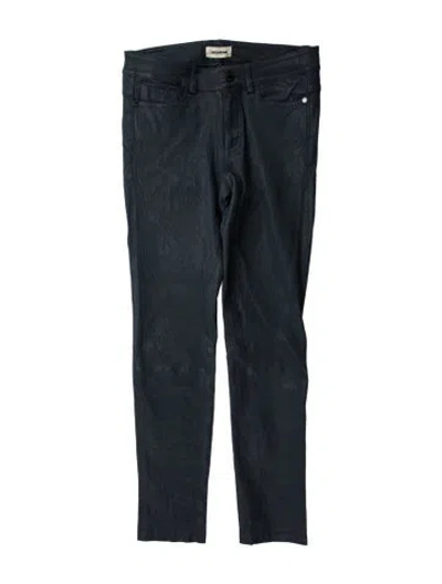 Pre-owned Zadig & Voltaire Lamb Leather Skinny Leg Pants In Blue