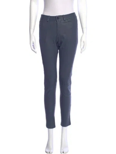 Pre-owned Zadig & Voltaire Lamb Leather Skinny Leg Pants In Blue