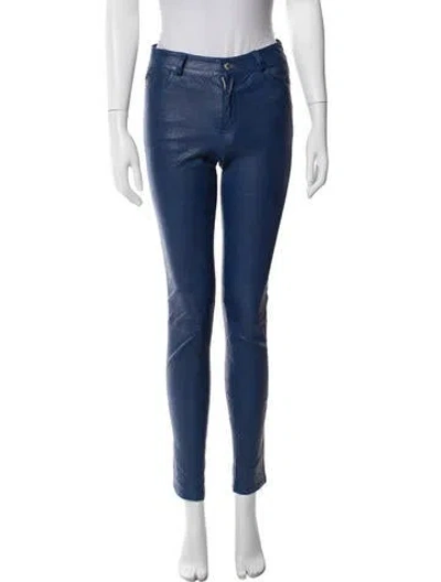 Pre-owned Zadig & Voltaire Lamb Leather Skinny Leg Pants In Blue