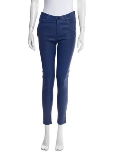 Pre-owned Zadig & Voltaire Lamb Leather Skinny Leg Pants In Blue