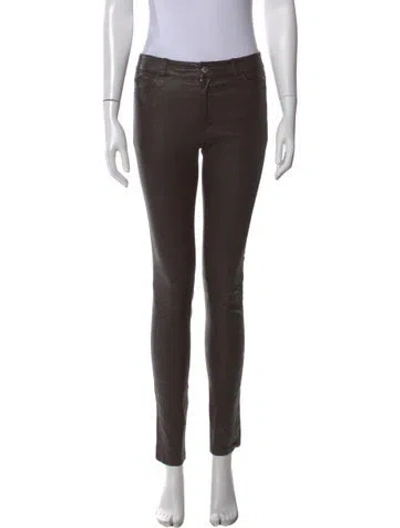 Pre-owned Zadig & Voltaire Lamb Leather Skinny Leg Pants In Brown