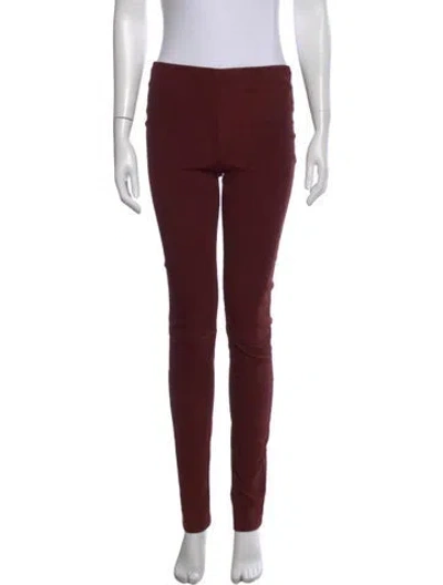Pre-owned Zadig & Voltaire Lamb Leather Skinny Leg Pants In Burgundy