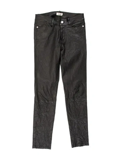 Pre-owned Zadig & Voltaire Lamb Leather Skinny Leg Pants In Gray