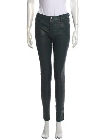 Pre-owned Zadig & Voltaire Lamb Leather Skinny Leg Pants In Green